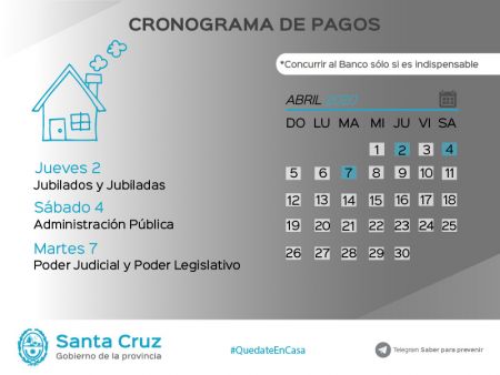 Cronograma de pago de haberes del Estado Provincial y recomendaciones a la comunidad