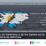 Vigilia por el 2 de Abril con banderas de Argentina y junto a los medios públicos