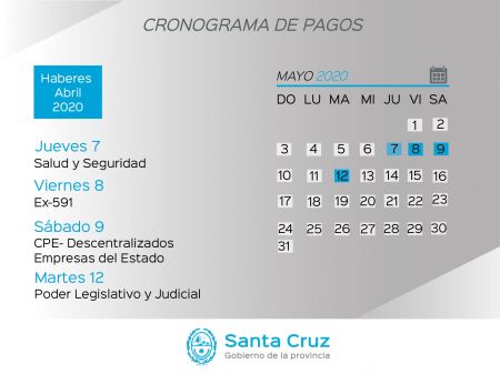 Cronograma de pago de haberes del Estado Provincial y recomendaciones a la comunidad