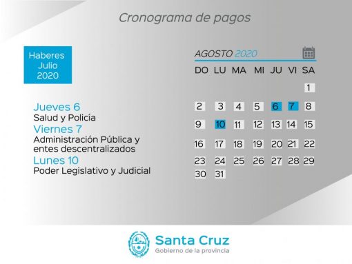 Cronograma de pago de haberes del Estado Provincial y recomendaciones a la comunidad