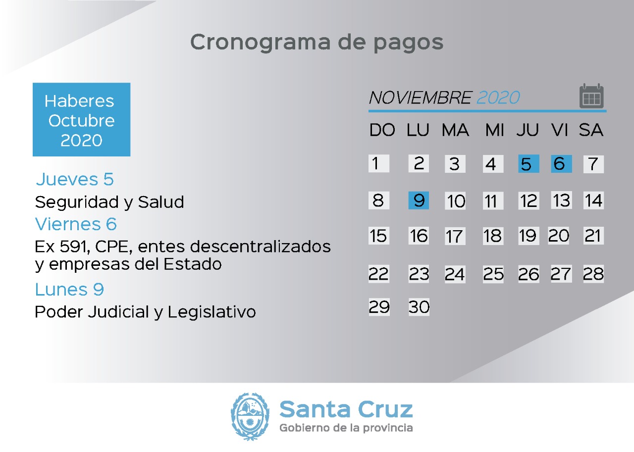 Cronograma de pago de haberes del Estado Provincial y recomendaciones a la comunidad