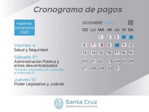 Cronograma de pago de haberes del Estado Provincial y recomendaciones a la comunidad