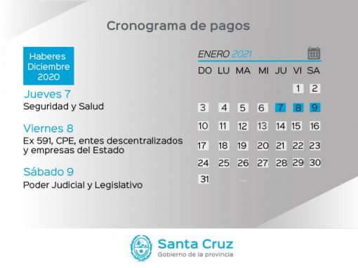 Cronograma de pago de haberes del Estado Provincial