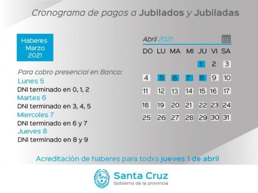 Cronograma de pago de haberes del Estado Provincial