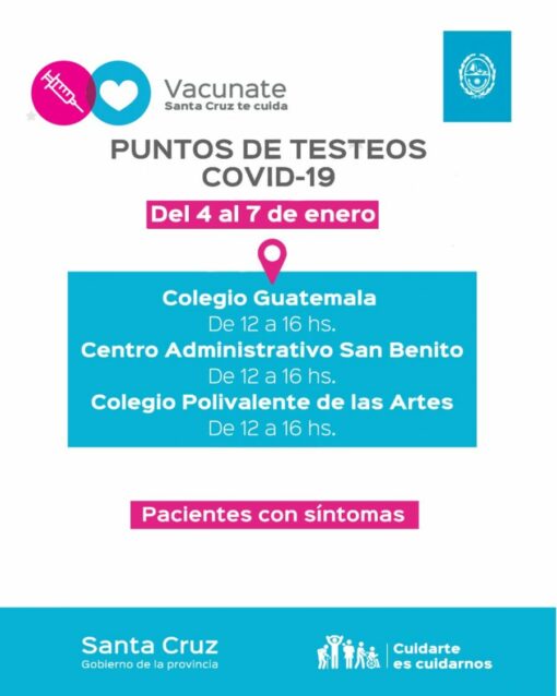 Del 4 al 7 de enero: información relevante sobre puestos de vacunación y testeos