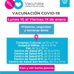 Del 10 al 14 de enero: detalles de los puestos de vacunación y testeos