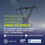 Interrupción del servicio de energía: TRANSENER informó tareas en la zona sur de Santa Cruz