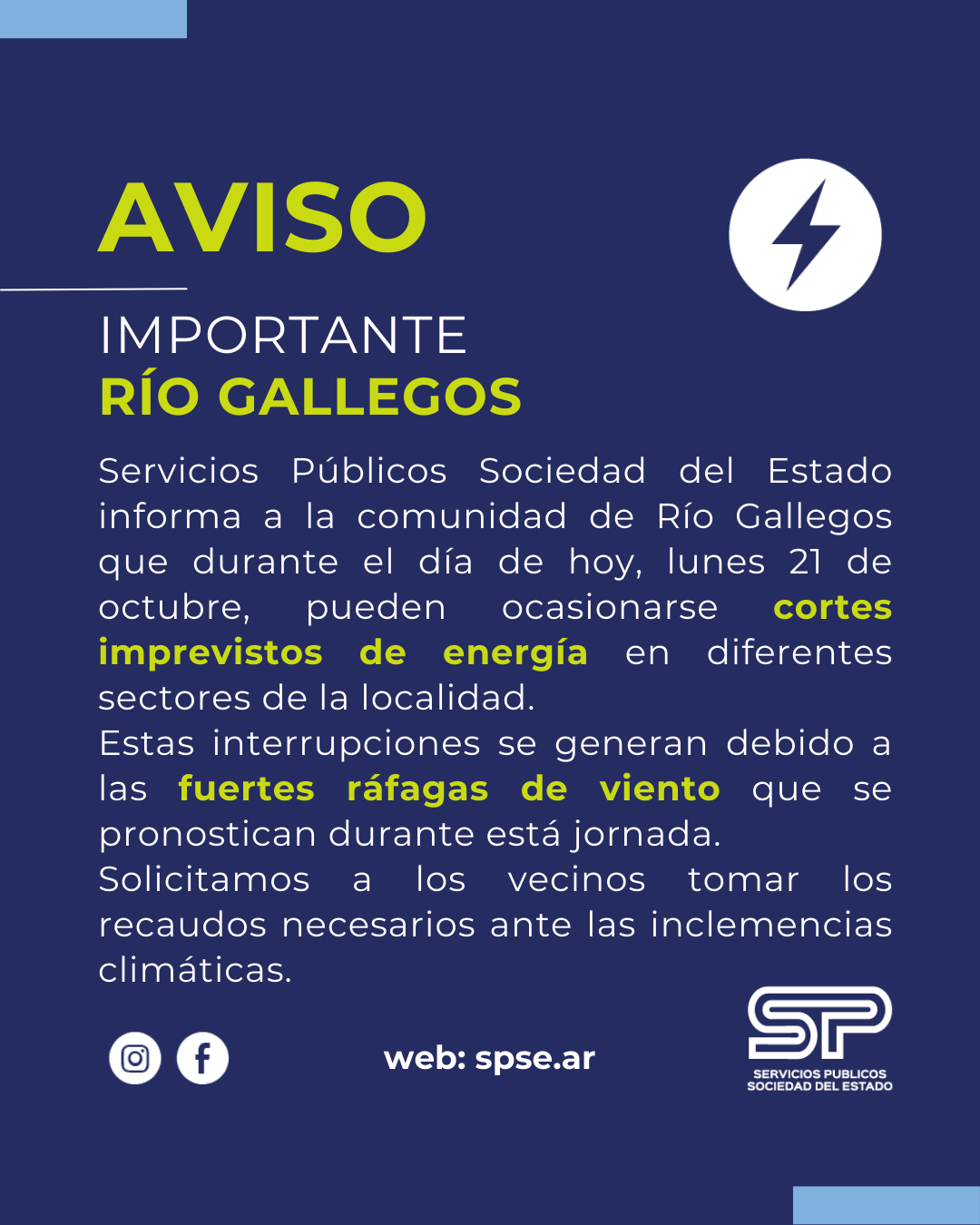 Servicios Públicos: Aviso importante