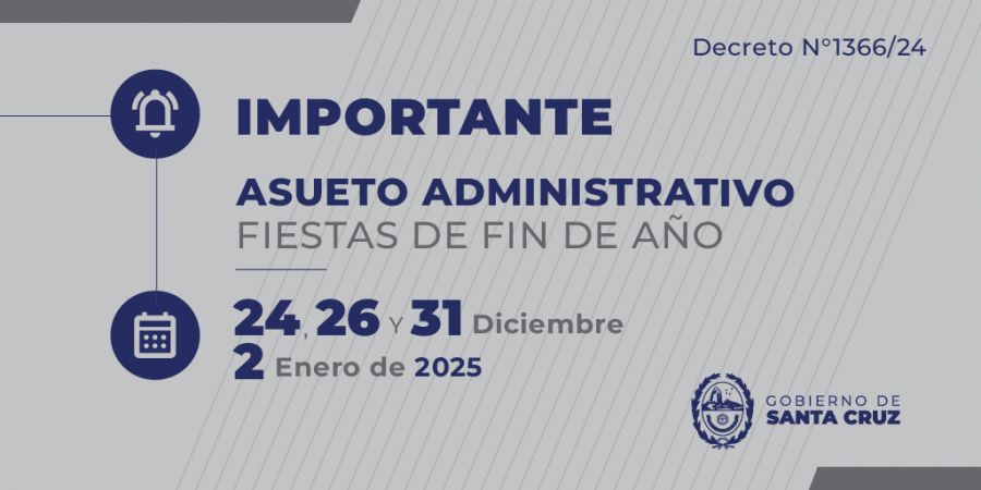 El Gobierno Provincial dispuso asueto administrativo para las fiestas de fin de año