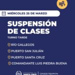Educación suspende las clases en el turno tarde en cuatro localidades de Santa Cruz